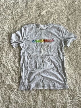 Coachella Women's Gray Short Sleeve Tee with Rainbow Logo